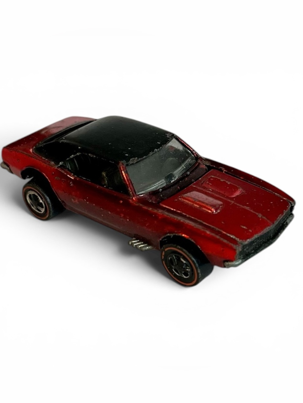Vintage Hot Wheels Redline 1967 Custom Camaro Red w/Black Roof USA